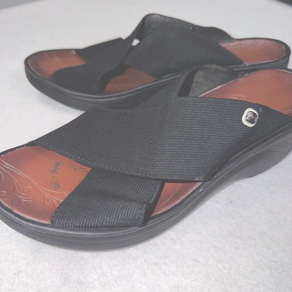 Zees Shoes - Zees Women's Black Stretch Slide Sandals Comfort Wedge Size Tag Worn
